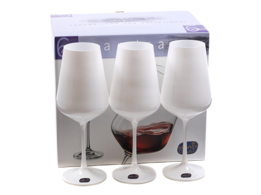 Набор бокалов для вина стеклянных декор. ''Sandra'' 6 шт. 450 мл Арт.90448 - фото