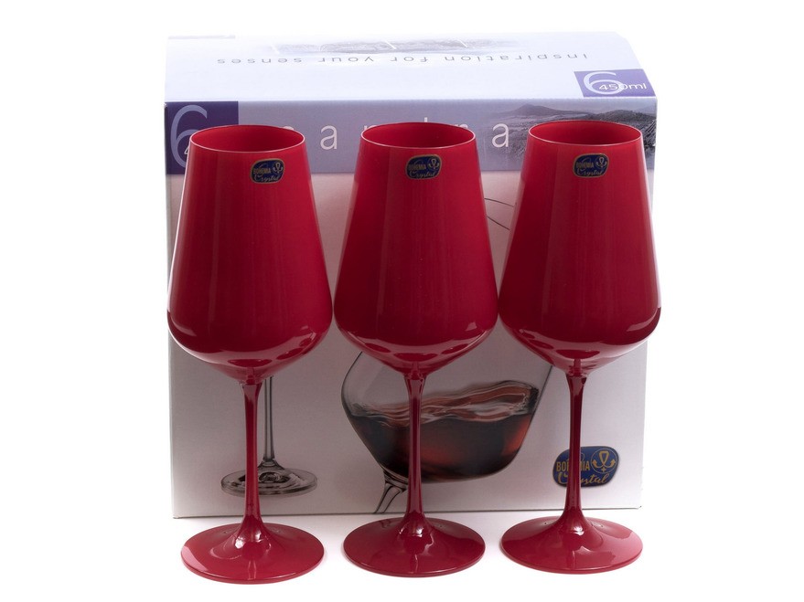 Набор бокалов для вина стеклянных декор. ''Sandra'' 6 шт. 450 мл Арт.90449 - фото