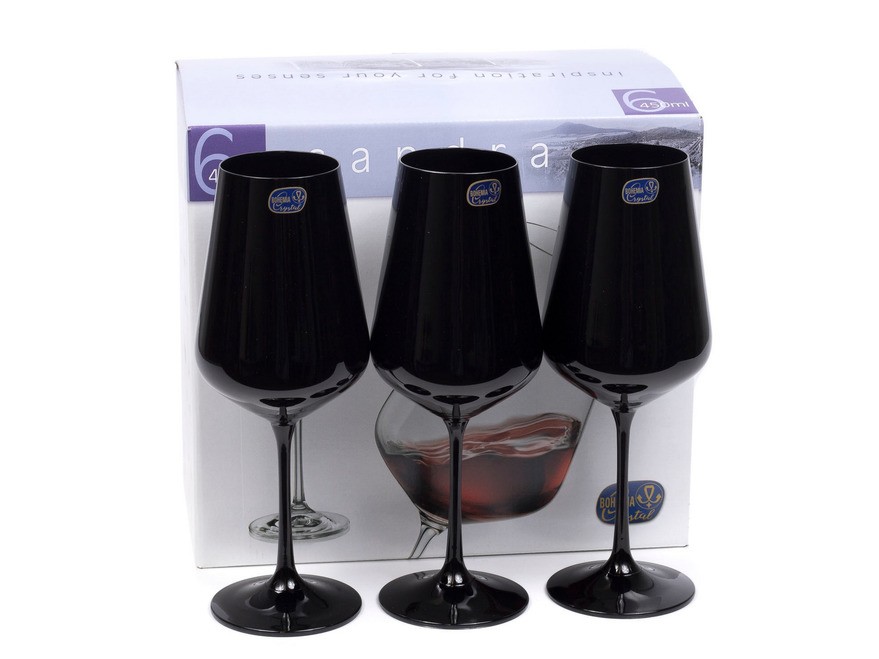 Набор бокалов для вина стеклянных декор. ''Sandra'' 6 шт. 450 мл Арт.90450 - фото