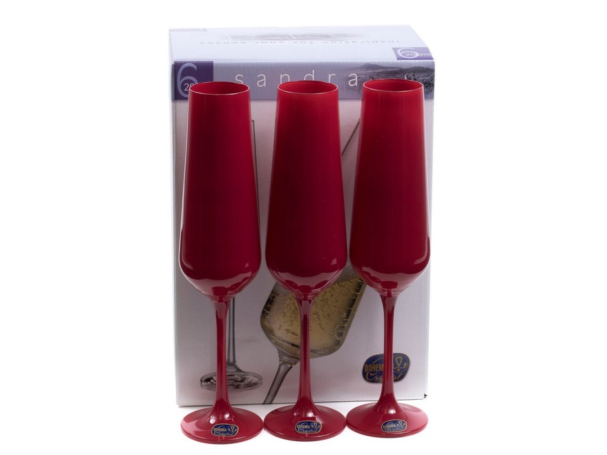Набор бокалов для шампанского стеклянных декор. ''Sandra'' 6 шт. 200 мл (арт. 40728/d4600/200) Арт.90455 - фото