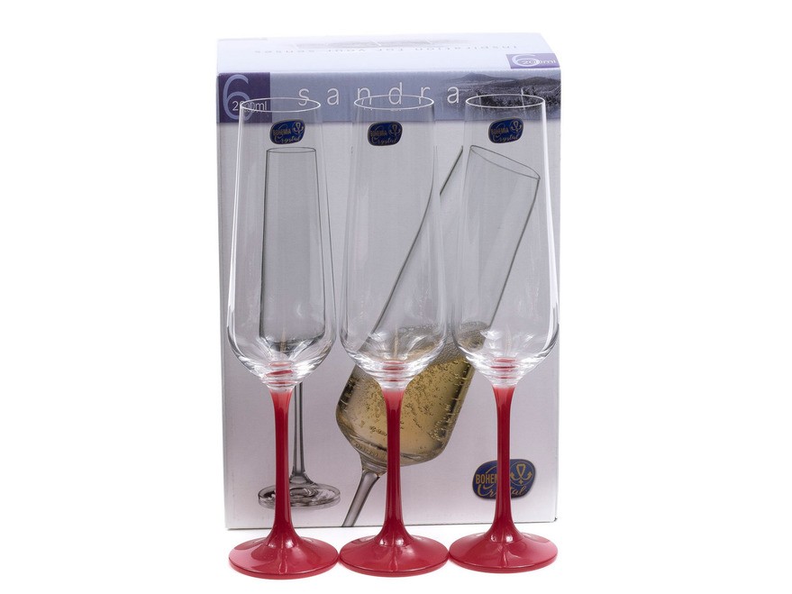 Набор бокалов для шампанского стеклянных декор. ''Sandra'' 6 шт. 200 мл (арт. 40728/d4657/200) Арт.90458 - фото