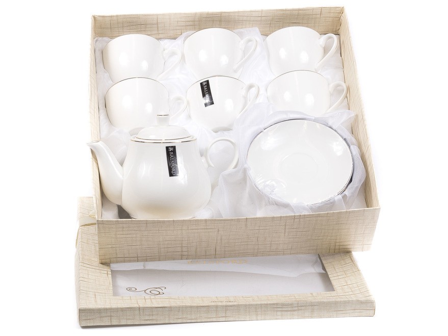 Чайный набор фарфоровый 13 пр.: чайник заварочный, 6 чашек с блюдцами (арт. 101-01022, код 425003) Арт.91019 - фото