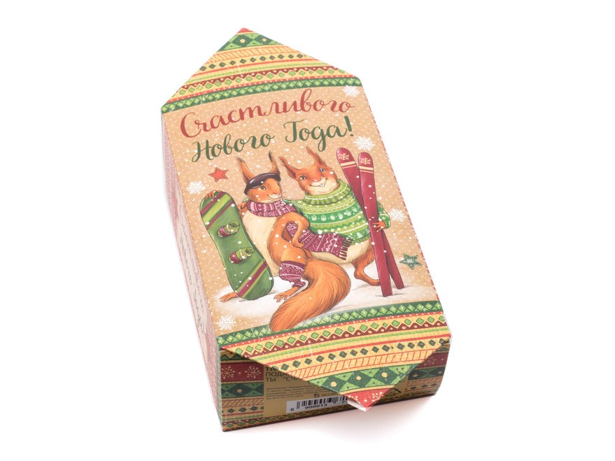 Коробка для новогоднего подарка картонная в виде конфеты ''счастливого нового года'' 9,3*14,6*5,3 см (арт. 11442307, код 719064) Арт.91089