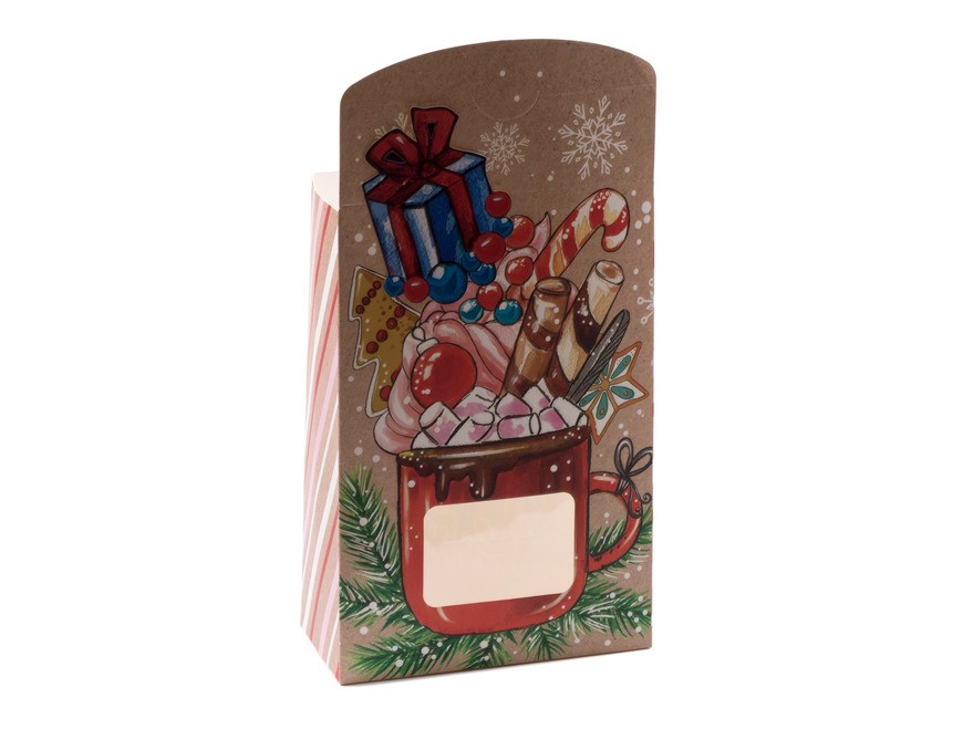 Коробка для новогоднего подарка картонная ''с заботой и теплом'' 15*22*7 см (арт. 25591115, код 251093) Арт.91129
