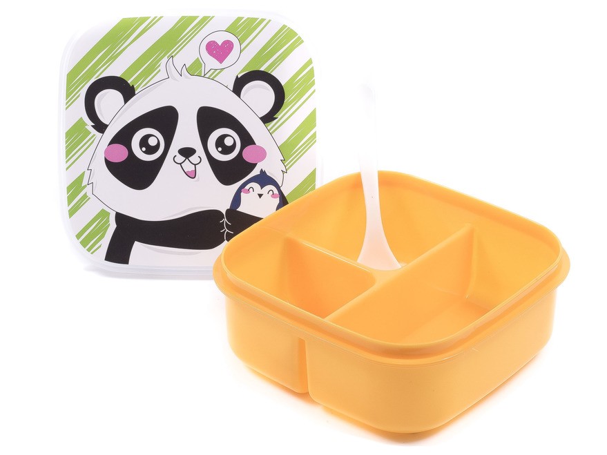 Контейнер для продуктов пластмассовый детский ''панда'' с ложкой 14,5*6 см (арт. 26517082, код 333413) Арт.91156 - фото