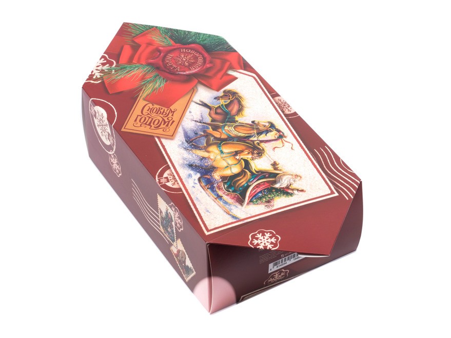 Коробка для новогоднего подарка картонная в виде конфеты 