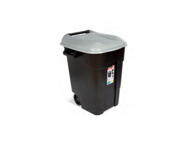 Контейнер для мусора пластик. 100л (серая крышка) (TAYG) Арт. 420009