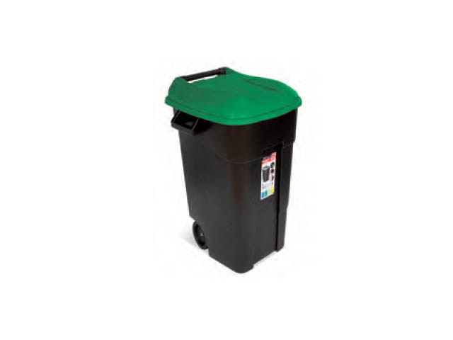 Контейнер для мусора пластик. 120л (зел. крышка) (TAYG) Арт. 422034 - фото