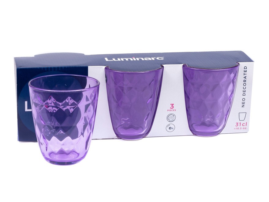 Набор стаканов стеклянных ''neo diamond colorlicious purple'' 3 шт. (арт. P7126, код 201075) Арт.91697 - фото