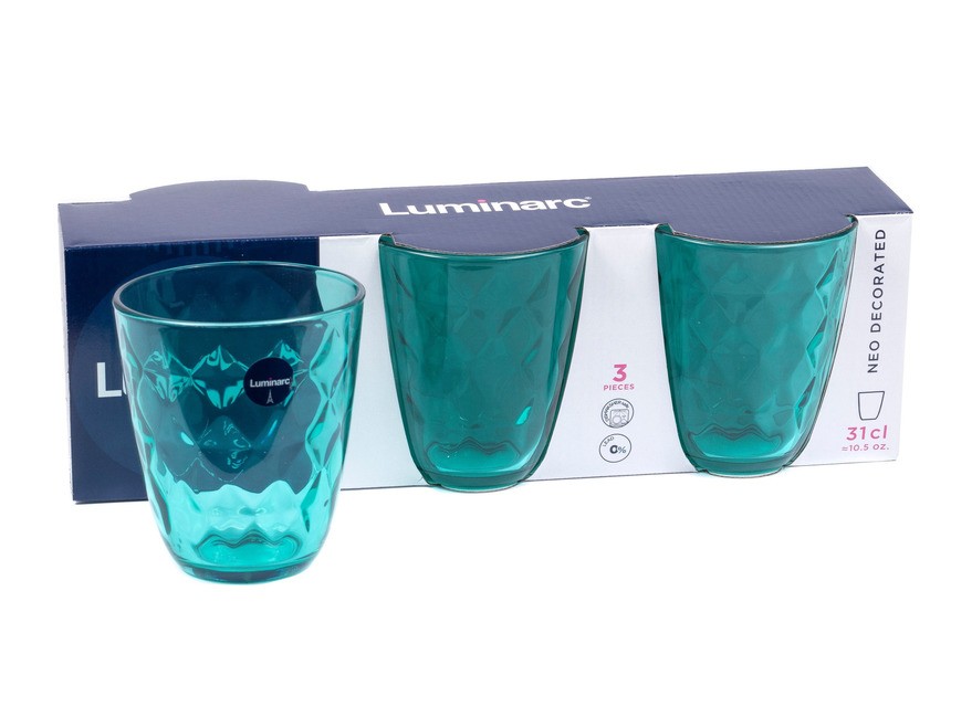 Набор стаканов стеклянных ''neo diamond colorlicious turquoise'' 3 шт. 310 мл (арт. P7125, код 201068) Арт.91699 - фото