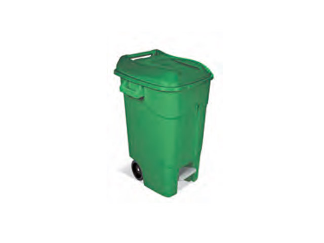 Контейнер для мусора пластик. 120л с педалью, зелёный TAYG Арт. 426001 - фото