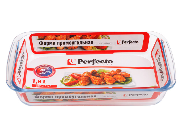 Форма из жаропрочного стекла, 1.6 л, прямоугольная, PERFECTO LINEA (295х176х51) Арт. 12-160010 - фото