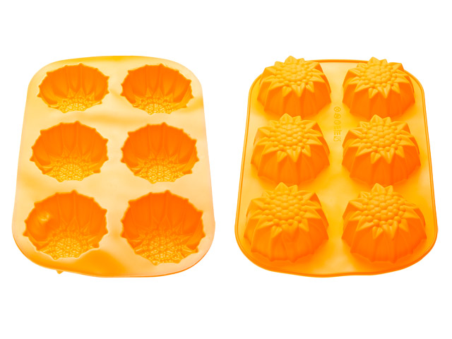 Форма для выпечки, силиконовая, прямоугольная на 6 кексов, 27.5 х 18 х 3 см, оранж., PERFECTO LINEA Арт. 20-000614 - фото