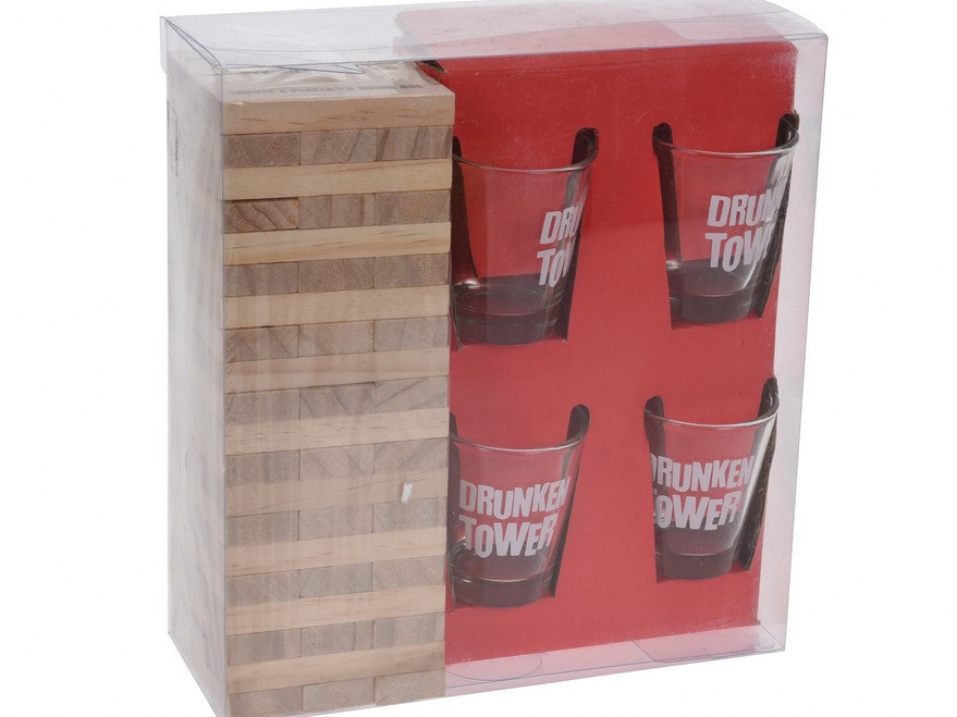 Набор для питья сувенирный 64 пр.: кубики деревянные 60 шт., 4 рюмки (код 078798) Арт.92702