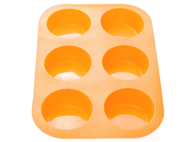 Форма для выпечки, силиконовая, прямоугольная на 6 кексов, 26 х 17.5 х 3 см, оранж., PERFECTO LINEA Арт. 20-000414 - фото