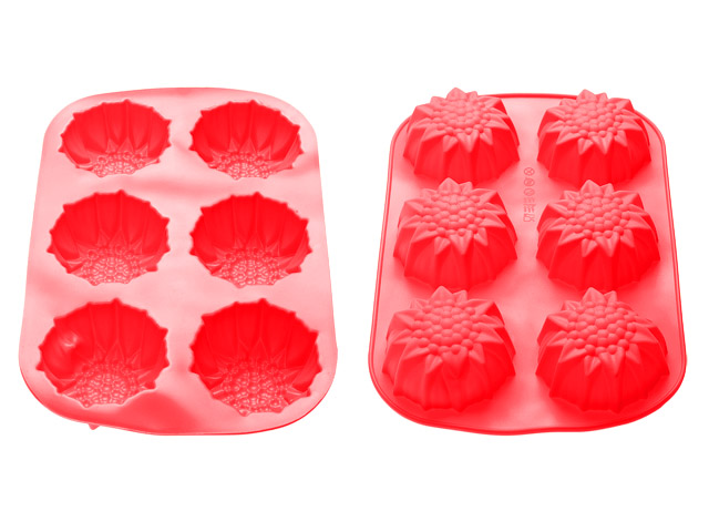 Форма для выпечки, силиконовая, прямоугольная на 6 кексов, 27.5 х 18 х 3 см, красная, PERFECTO LINEA Арт. 20-000615
