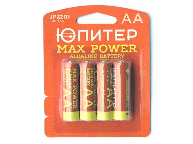 Батарейка AA LR6 1,5V alkaline 4шт. ЮПИТЕР MAX POWER Арт. JP2201