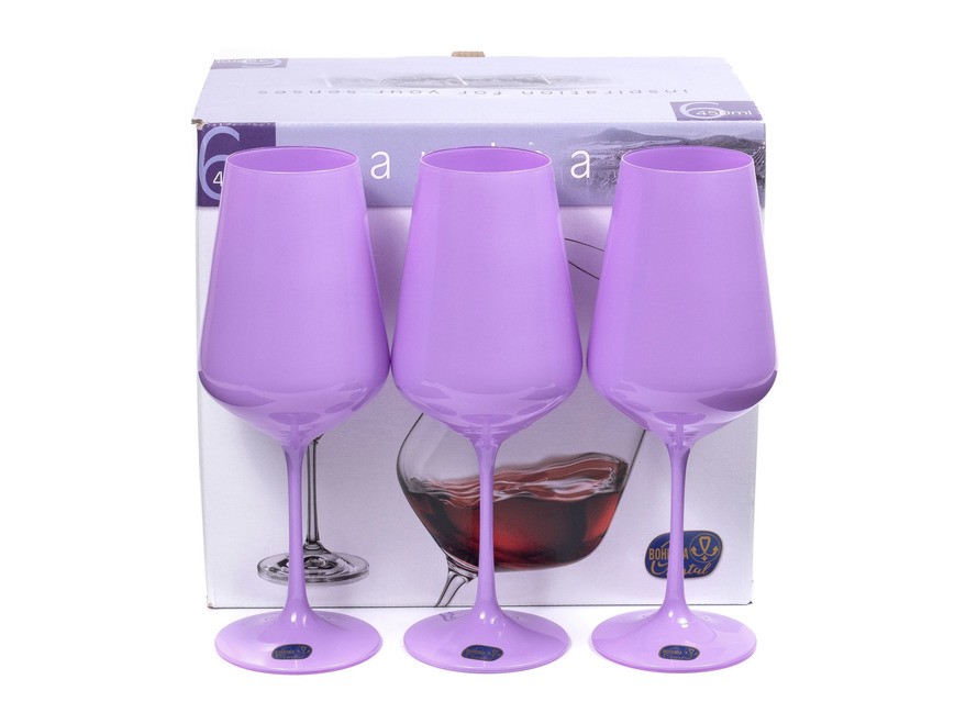 Набор бокалов для вина стеклянных декор. ''Sandra purple'' 6 шт. 450 мл (арт. 40728/d5124/450) Арт.93035 - фото