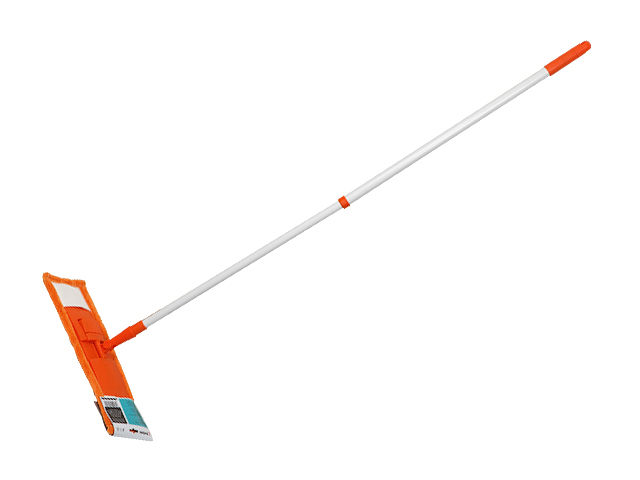 Швабра для пола с насадкой из микрофибры, оранжевая, PERFECTO LINEA (Телескопическая рукоятка 67-120 см) Арт. 43-392014 - фото