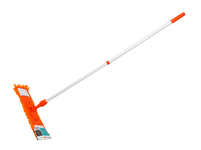 Швабра для пола с насадкой из шенилла, оранжевая, PERFECTO LINEA (Телескопическая рукоятка 67-120 см) Арт. 43-401014 - фото