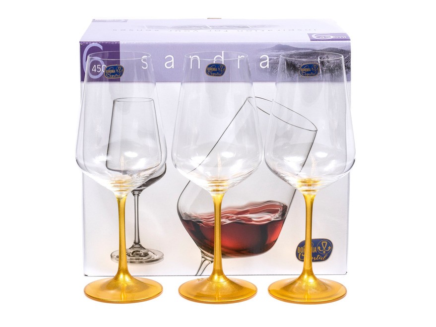 Набор бокалов для вина стеклянных ''sandra'' декор. 6 шт. 450 мл (арт. 40728/450) Арт.93058 - фото