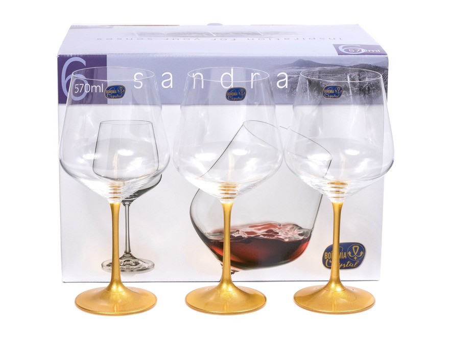 Набор бокалов для вина стеклянных ''sandra'' декор. 6 шт. 570 мл (арт. 40728/570) Арт.93059 - фото