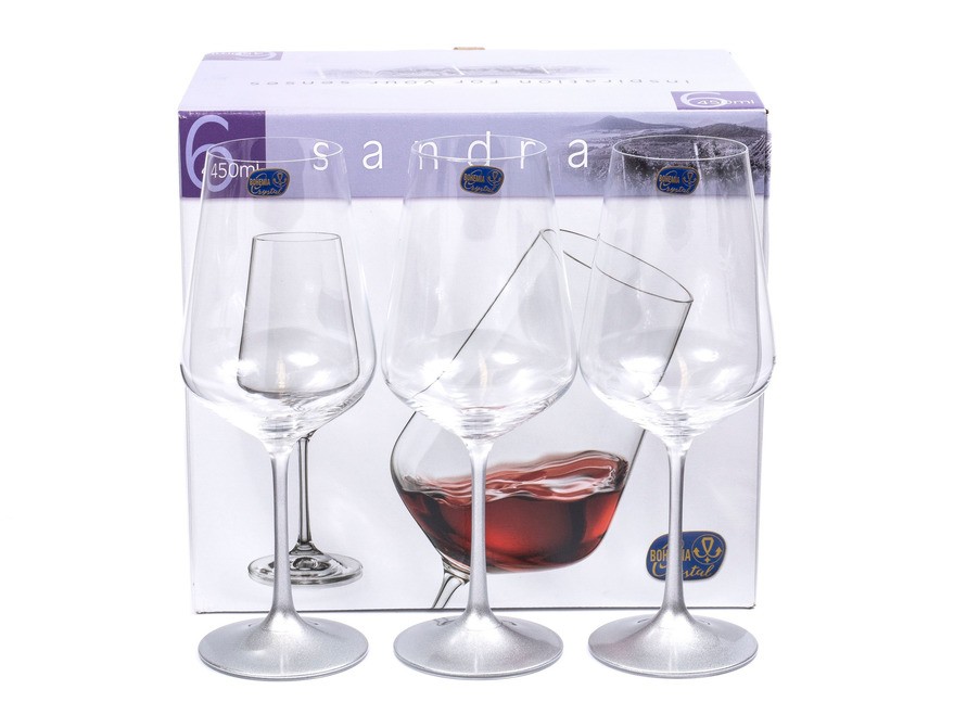 Набор бокалов для вина стеклянных ''sandra'' декор. 6 шт. 450 мл (арт. 40728/450) Арт.93062 - фото