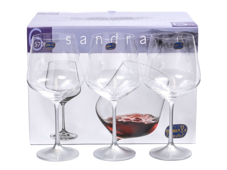 Набор бокалов для вина стеклянных ''sandra'' декор. 6 шт. 570 мл (арт. 40728/570) Арт.93063 - фото