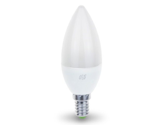 Лампа светодиодная C37 СВЕЧА 3.5 Вт 160-260В E14 3000К ASD (30 Вт аналог лампы накал., 320Лм, теплый белый свет) Арт. 4690612000381 - фото