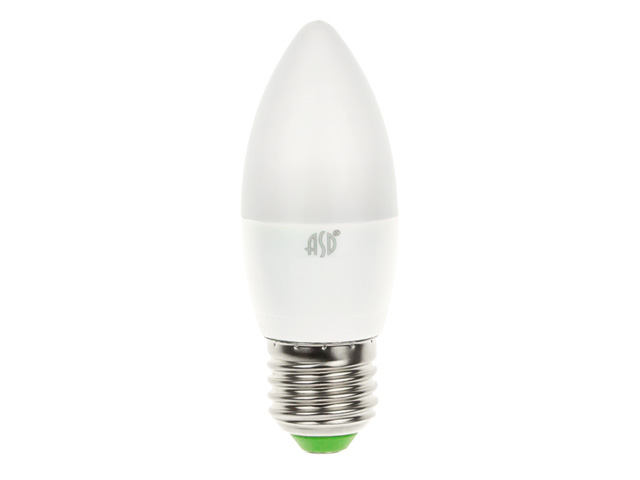 Лампа светодиодная C37 СВЕЧА 3.5 Вт 160-260В E27 4000К ASD (30 Вт аналог лампы накал., 320Лм, нейтральный белый свет) Арт. 4690612003894 - фото