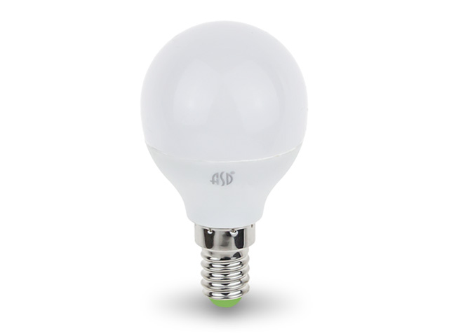 Лампа светодиодная G45 ШАР 3.5 Вт 160-260В E14 3000К ASD (30 Вт аналог лампы накал., 320Лм, теплый белый свет) Арт. 4690612000367 - фото