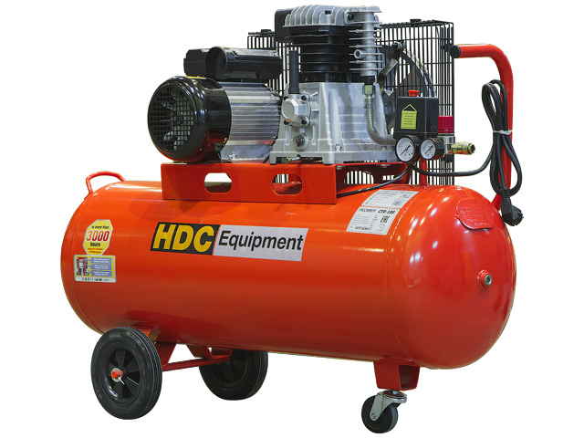 Компрессор HDC HD-A101 (396 л/мин, 10 атм, ременной, масляный, ресив. 100 л, 220 В, 2.20 кВт) Арт.HD-A101 - фото