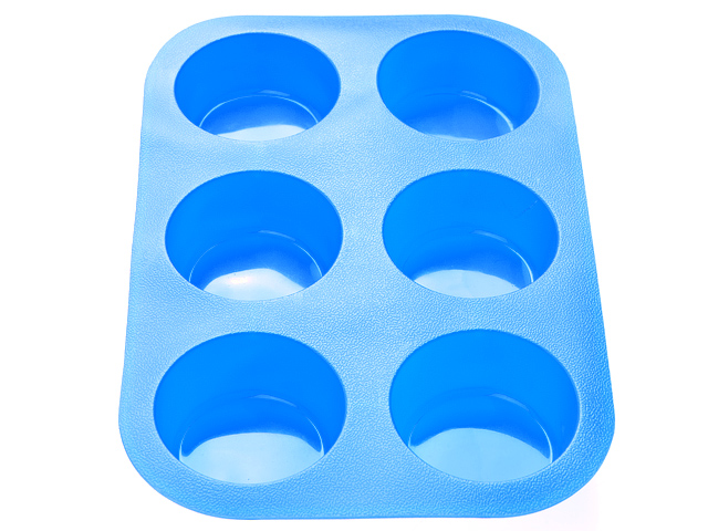 Форма для выпечки, силиконовая, прямоугольная на 6 кексов, 26 х 17.5 х 3 см, голубая, PERFECTO LINEA Арт. 20-000412 - фото