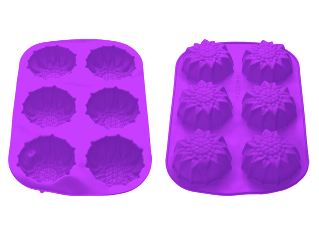 Форма для выпечки, силиконовая, прямоугольная на 6 кексов, 27.5 х 18 х 3 см, фиолет., PERFECTO LINEA Арт. 20-000611 - фото