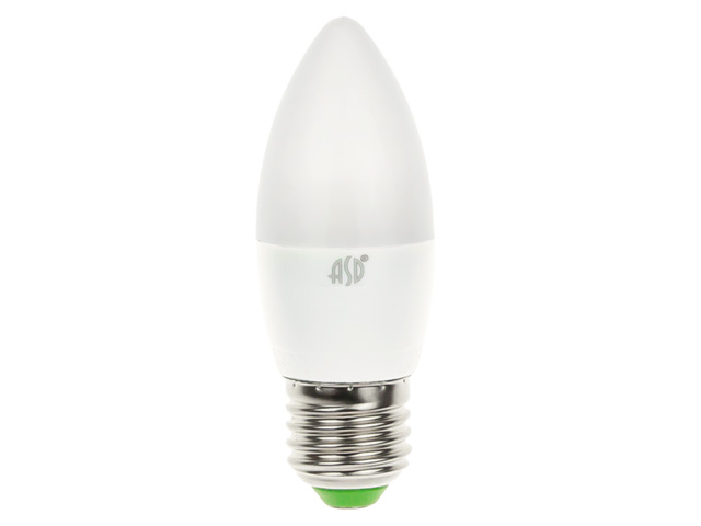 Лампа светодиодная C37 СВЕЧА 5 Вт 160-260В E27 4000К ASD (45 Вт аналог лампы накал., 450Лм, нейтральный белый свет) Арт. 4690612003917