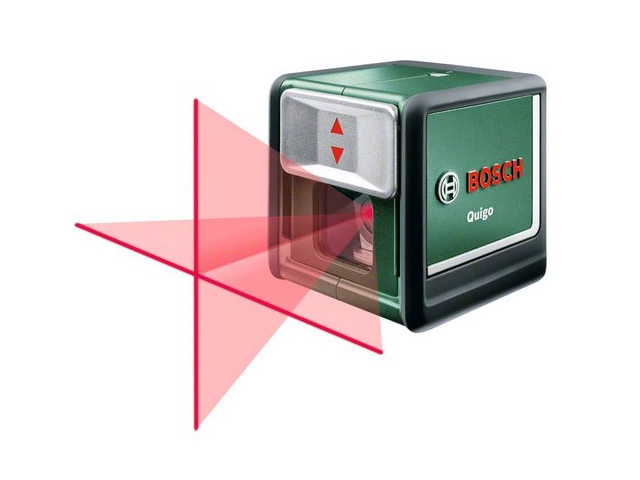 Нивелир лазерный BOSCH QUIGO с держателем в мет. кор. (проекция: крест, до 10 м, +/- 6 мм, резьба 1/4