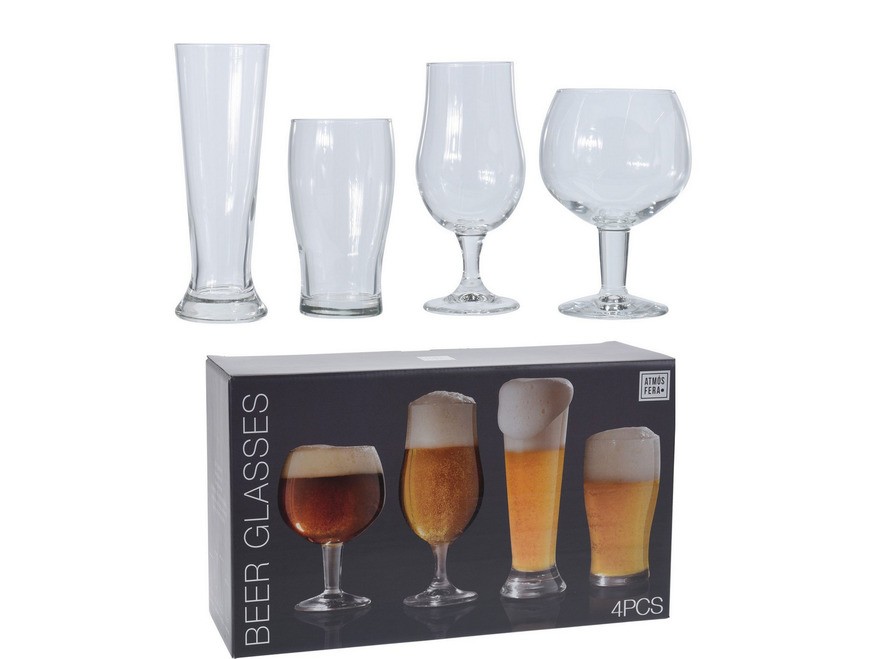 Набор бокалов для пива стеклянных 4 шт. 370/400/450/600 мл в ассортименте (код 100840) Арт.94349 - фото