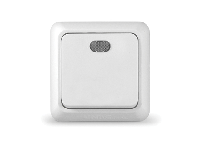 Выключатель 1 клав. с подсветкой (открытый) белый, Олимп, UNIVersal Арт. О0121 - фото