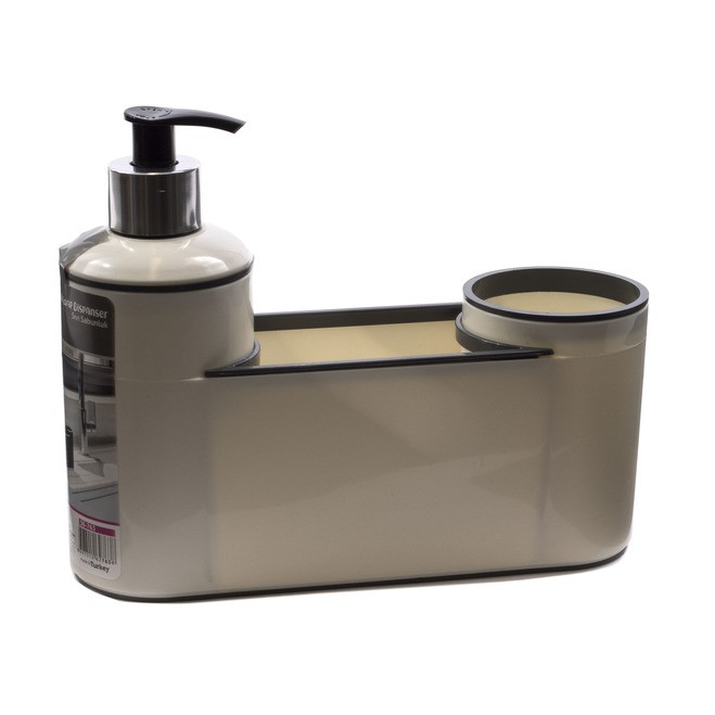 Дозатор для жидкого мыла пластмассовый с подставками для мочалки и щетки 20*6*16 см (арт. Sb-763, код 627638) Арт.94748 - фото