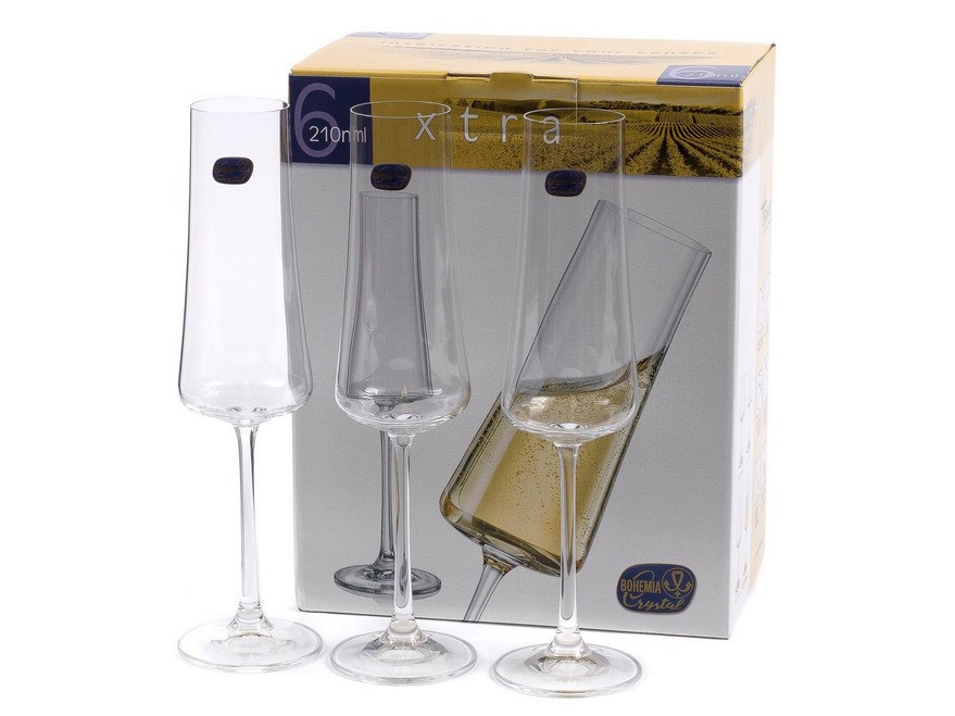 Набор бокалов для шампанского стеклянных ''xtra'' 6 шт. 210 мл (арт. 40862/210) Арт.95591 - фото