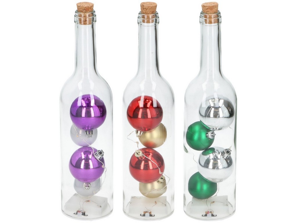 Украшение новогоднее стеклянное светящееся ''бутылка'' 7,3*29,7 см (код 041858) (работает от батареек) Арт.96014