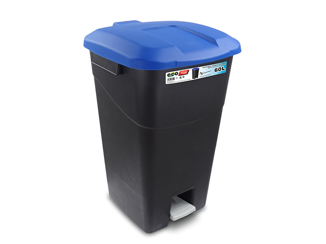 Контейнер для мусора пластик. 60л с педалью (синяя крышка) TAYG Арт.431029