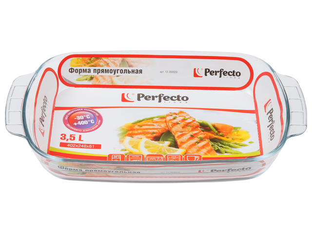 Форма из жаропрочного стекла, 3.5 л, прямоугольная, 402х248х61 мм, PERFECTO LINEA Арт.12-350020