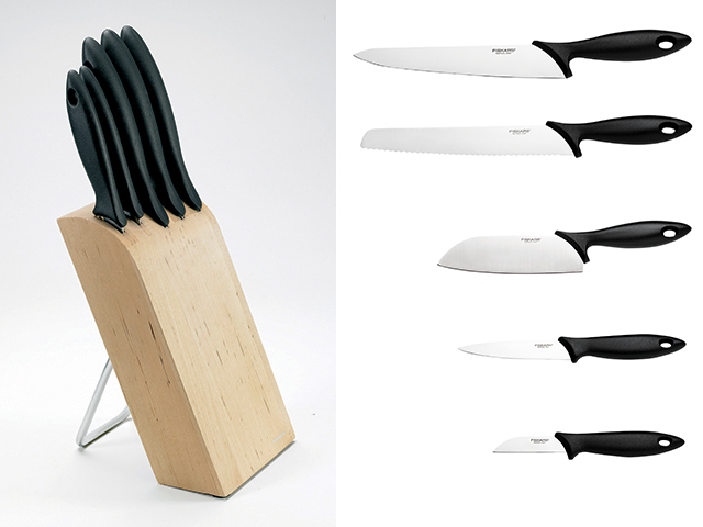 Набор ножей 5 шт. с деревянным блоком Essential Fiskars (FISKARS ДОМ) Арт.1023782