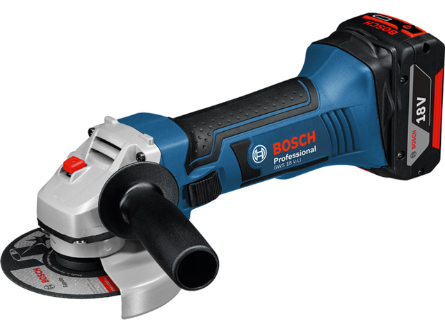 Аккум. углошлифмашина BOSCH GWS 18 V-LI L-BOXX (18.0 В, 2 акк., 5.0 А/ч, Li-Ion, диск 115х22.0 мм) Арт.060193A30K - фото