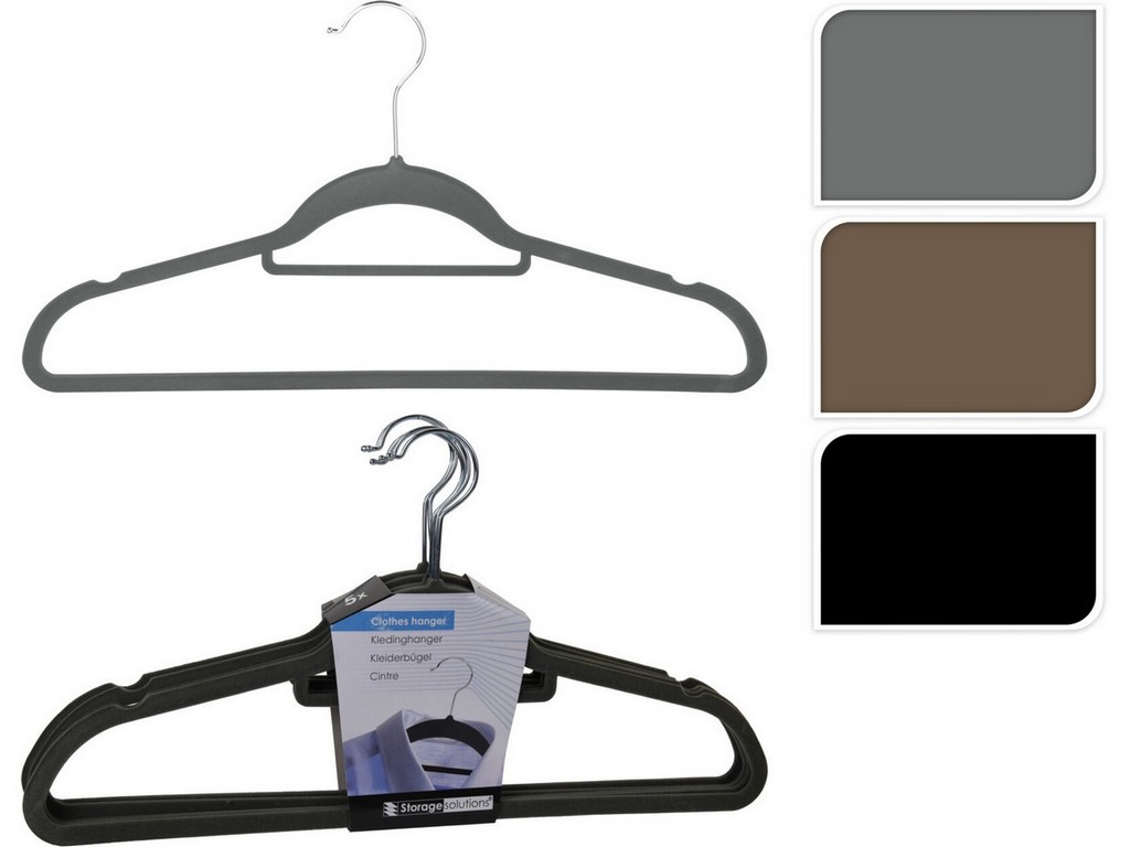 Набор вешалок для одежды велюр/пластмасса 5 шт. 45 см (код 394979) Арт.98576