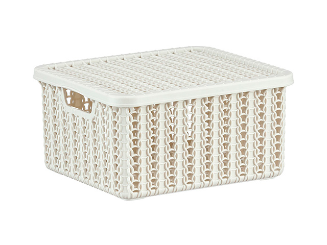 Ящик для хранения с крышкой ВЯЗАНИЕ 85х148х170мм (белый) IDEA Арт.М2368