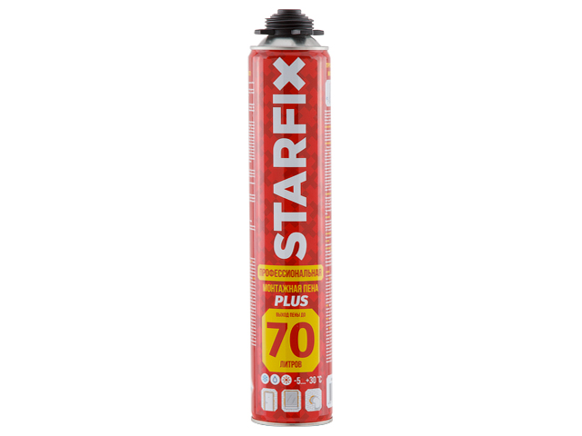 Пена монтажная профессиональная всесезонная STARFIX Foam Pro Plus 70 (890мл) (Выход пены до 70 литров) Арт.SM-65524-1