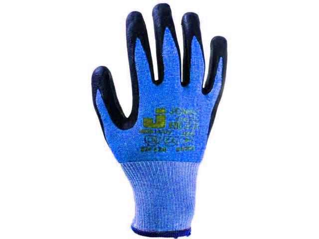 Перчатки с защитой от порезов 5 кл., р-р 9/L, (нитрил. покрыт.) синие, JetaSafety (перчатки стекольщика, антипорезные) (JETA SAFETY) Арт.JCN051L - фото