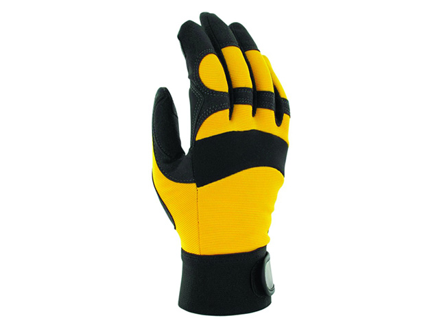 Перчатки виброзащитные из синтетической кожи, р-р 9/L, черно-желтые, JetaSafety (JAV01-9/L Виброзащитные перчатки, синтетич. кожа, черно-желт) (JETA S Арт.JAV01-9/L